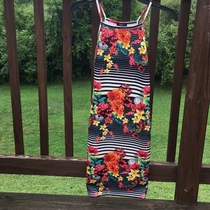 Bodycon floral and stripped dress